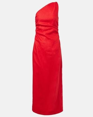 Faithfull the Brand Jomana One-Shoulder Linen Midi Dress - Red