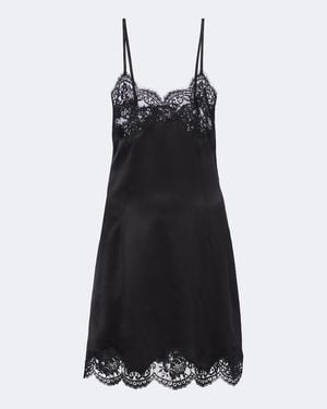 Dolce & Gabbana Lace-Trimmed Silk Satin Slip Dress - Black
