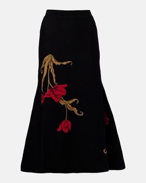 Erdem Floral Jacquard Midi Skirt - Black