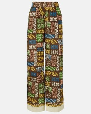 ALÉMAIS Minnie Printed Cotton Wide-Leg Pants - Green