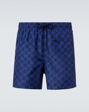 Gucci Badeshorts Gg Supreme Web Stripe - Blau