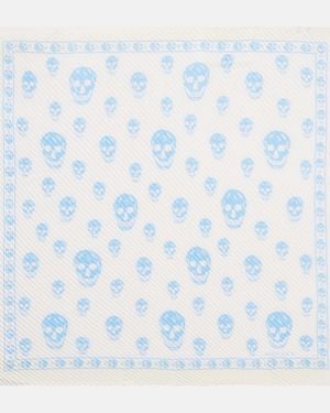 McQueen Skull Silk Scarf - Blue