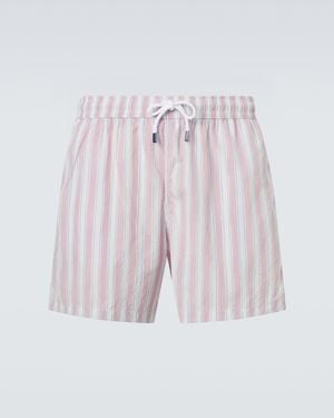 Fedeli Madeira Striped Swim Trunks - Pink