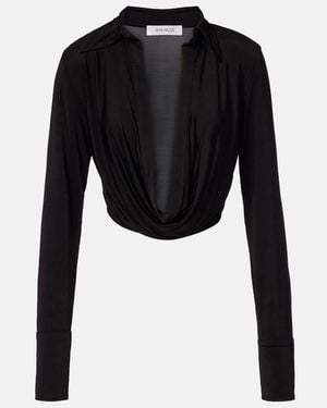 AYA MUSE Freya Draped Crop Top - Black