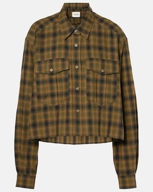 Isabel Marant Telina Plaid Cropped Cotton Shirt - Green