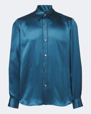 Dries Van Noten Silk Satin Shirt - Blue