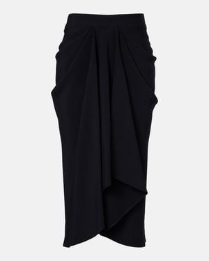Givenchy Draped Crepe Cady Midi Skirt - Black
