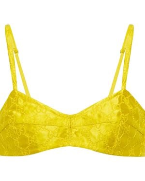 Gucci GG Embroidered Silk Bralette - Yellow