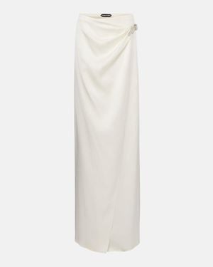 Tom Ford Silk Satin Wrap Skirt - White