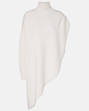 Alaïa Jersey Asimetrico De Lana Con Capa - Blanco