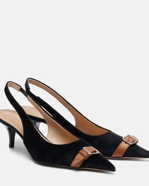 JW Anderson Leather-Trimmed Velvet Slingback Court Shoes - Black