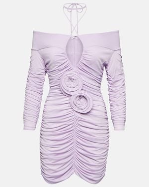 Magda Butrym Floral-appliquéd Cutout Stretch-jersey Mini Dress - Purple