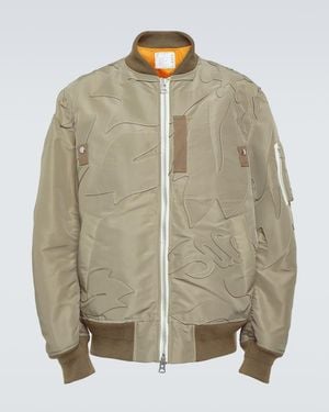Sacai Embroidered Twill Bomber Jacket - Natural