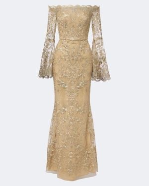 Elie Saab Off-Shoulder Robe Aus Spitze - Natur