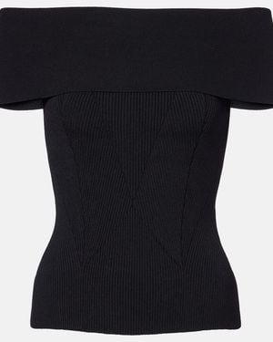 Givenchy Ribbed-Knit Off-Shoulder Top - Black