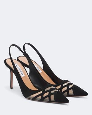 Aquazzura Slingback-Pumps Perfect Match Aus Veloursleder - Mettallic