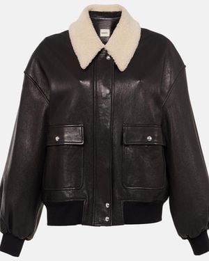 KHAITE Shellar Shearling-Trimmed Leather Jacket - Schwarz
