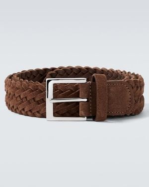Kiton Woven Suede Belt - Brown