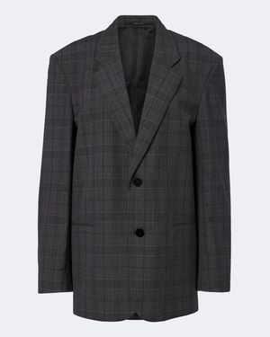 Gucci Oversized Checked Wool Blazer - Black