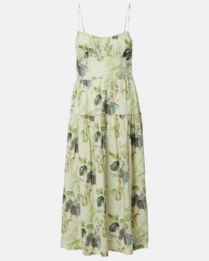Doen Benoit Floral Ramie Midi Dress - Green
