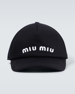Miu Miu Logo Cotton Baseball Cap - Black