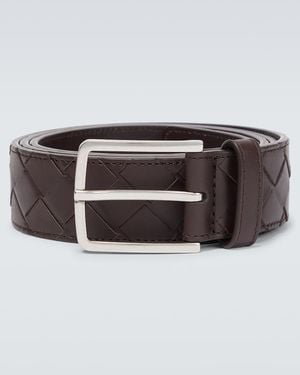Bottega Veneta Intreccio Leather Belt - Brown