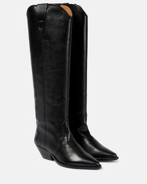 Isabel Marant Denvee Leather Knee-High Boots - Black