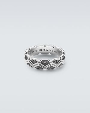 David Yurman Hex Sterling Ring With Diamonds - White