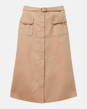 Dorothee Schumacher Luxury Layer Belted Cotton-Blend Midi Skirt - Natural
