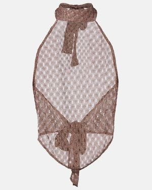 Missoni Open-Knit Lame Halterneck Top - Brown