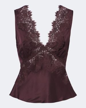 RIXO London Top Emmie Aus Satin Mit Spitze - Lila