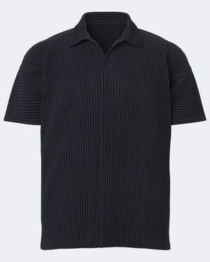 Homme Plissé Issey Miyake Basics Pleated Polo Shirt - Blue