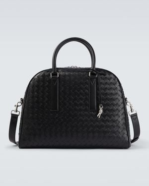 Bottega Veneta Getaway Intrecciato Leather Duffel Bag - Black