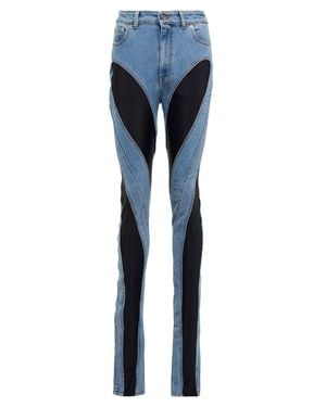 Mugler Skinny Jeans aus Denim und Jersey - Blau