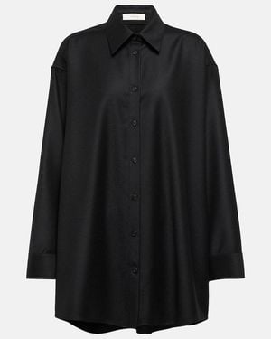 The Row Caroline Virgin Wool Shirt - Black