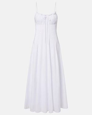 STAUD Vestido Largo Margi De Popelin De Algodon - Blanco