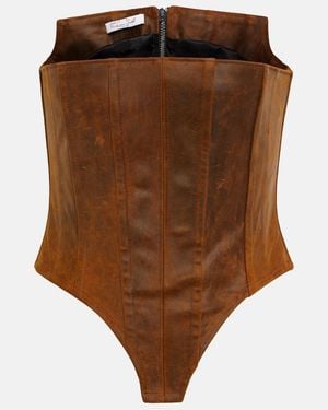 LAQUAN SMITH Top Bustier En Cuir - Marron