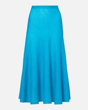 Alaïa Falda Midi Circle En Mezcla De Lana Y Mohair - Azul