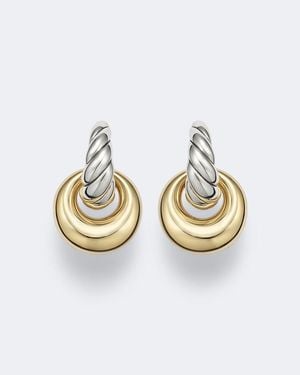 David Yurman Sculpted Cable Sterling And 14Kt Drop Earrings - Metallic