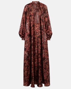 Max Mara Alpe Embellished Silk Maxi Dress - Red
