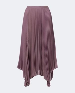Valentino Asymmetric Plisse Georgette Midi Skirt - Purple