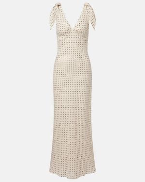 Faithfull the Brand Solana Polka-Dot Linen Maxi Dress - White