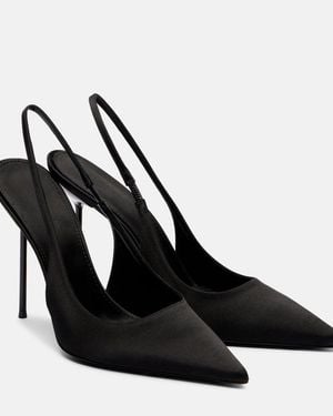 Paris Texas Lidia 105 Satin Slingback Pumps - Black