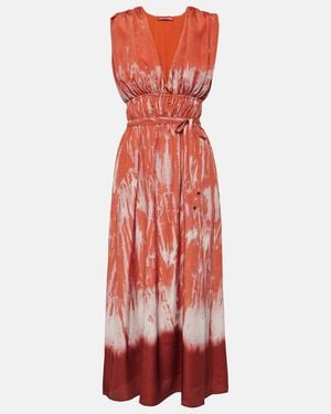 Altuzarra Fiona Ruched Midi Dress - Red