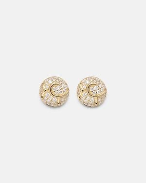 Marina B Pendientes Onda Boule De Oro De 18 Ct Con Diamantes - Blanco