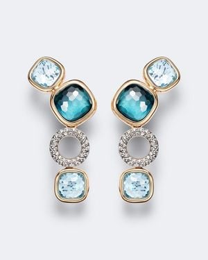 Pomellato Ohrringe Nudo Aus 18Kt Weiss- Und Rosegold Mit Diamanten Und Topasen - Blau