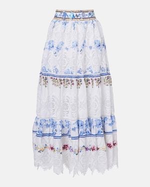 CAMILLA All About That Lace Linen Midi Skirt - Blue