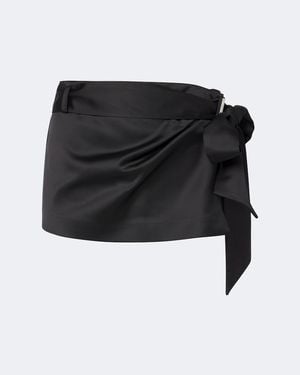 The Attico Belted Satin Miniskirt - Black