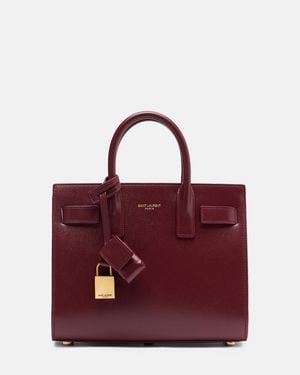 Saint Laurent Tote Sac De Jour Nano De Piel - Rojo