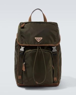 Prada Re-Nylon Suede-Trimmed Backpack - Green